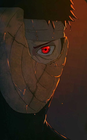 Obito Uchiha Sharingan Close-Up Anime Portrait HD phone wallpaper