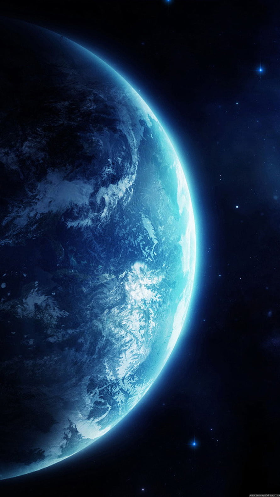 Earth From Space Wallpaper With Blue Atmosphere And Starry Night Sky HD phone wallpaper
