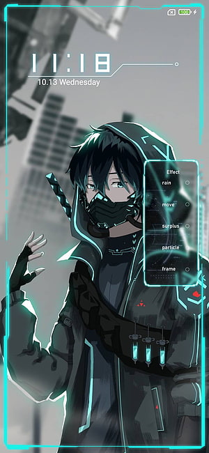 Anime Boy in Cyberpunk Hoodie with Neon Blue Accents and Futuristic Mask HD phone wallpaper