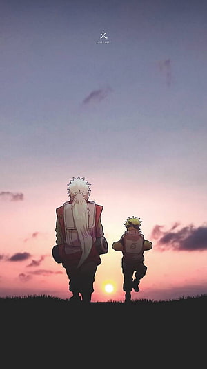Jiraiya and Naruto Walking at Sunset Anime Wallpaper HD phone wallpaper