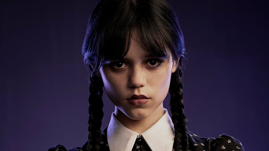 Wednesday Addams Character Portrait With Braids And Dark Gothic Style HD wallpaper