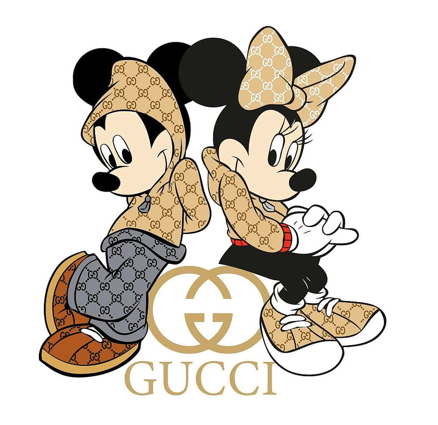 Mickey and Minnie Mouse in Gucci GG Pattern Hoodies and Sneakers HD wallpaper