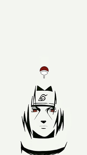 Minimalist Itachi Uchiha Portrait With Sharingan And Leaf Village Headband HD phone wallpaper