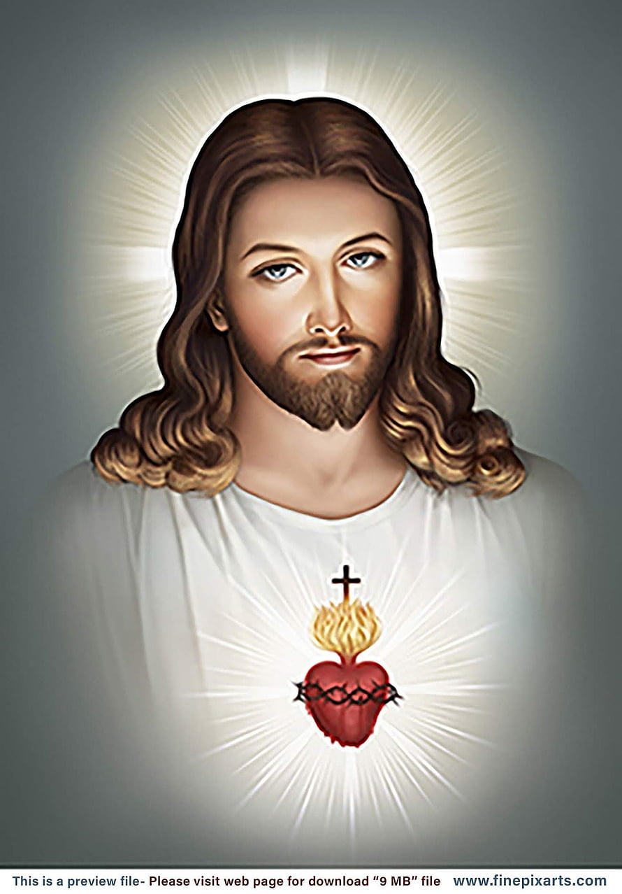 Sacred Heart of Jesus Religious Portrait with Radiant Halo and Crown of Thorns HD phone wallpaper
