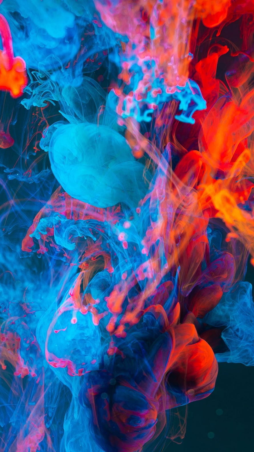 Abstract Blue and Red Ink Swirling in Water HD phone wallpaper