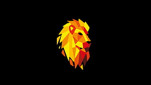 Brave Browser Lion Logo in Vibrant Geometric Low-Poly Style on Black Background HD wallpaper