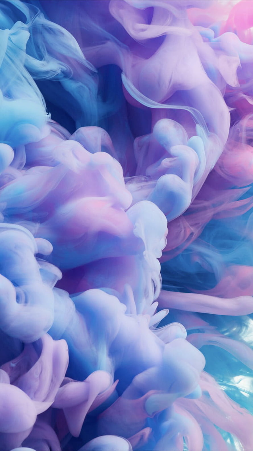 Abstract Pastel Ink Swirls in Water - Ethereal Blue and Purple Fluid Art Background HD phone wallpaper