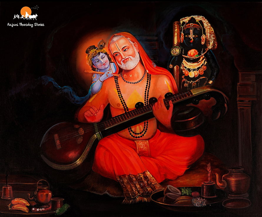Tansen Playing Veena with Krishna and Kali in Traditional Indian Art HD wallpaper