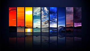 Colorful Sunset and Sky Panorama Through Vertical Window Panes HD wallpaper