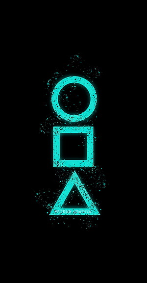 Squid Game Circle Square Triangle Neon Symbol on Black Background HD phone wallpaper