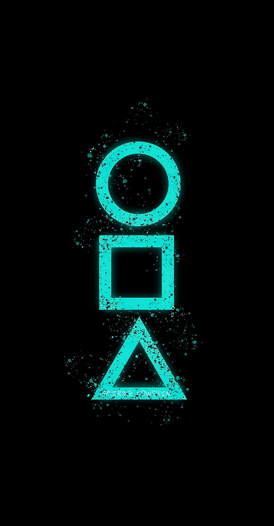 Squid Game Circle Square Triangle Neon Symbol on Black Background HD phone wallpaper