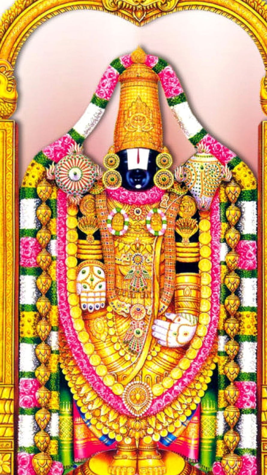 Lord Ayyappa Devotee Wallpaper with Golden Crown and Flower Garlands HD phone wallpaper