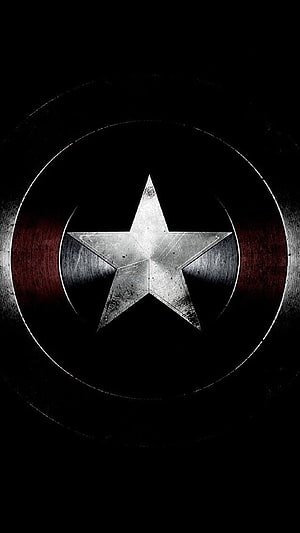 Captain America Shield Emblem with Metallic Star and Dark Background HD phone wallpaper