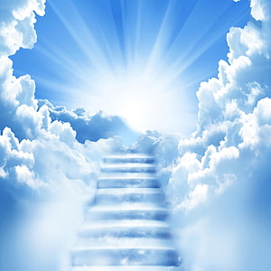 Stairway to Heaven Clouds with Divine Light Rays HD wallpaper