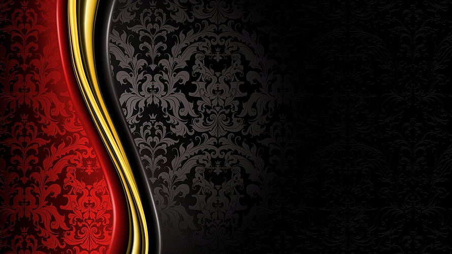 Elegant Red and Black Damask Wallpaper with Gold Swoosh HD wallpaper