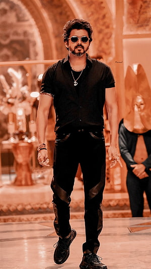 Vijay Sethupathi stylish black outfit and sunglasses portrait HD phone wallpaper