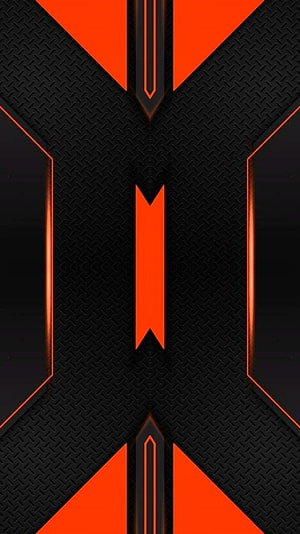 Abstract Orange and Black Geometric Pattern with Metal Texture HD phone wallpaper