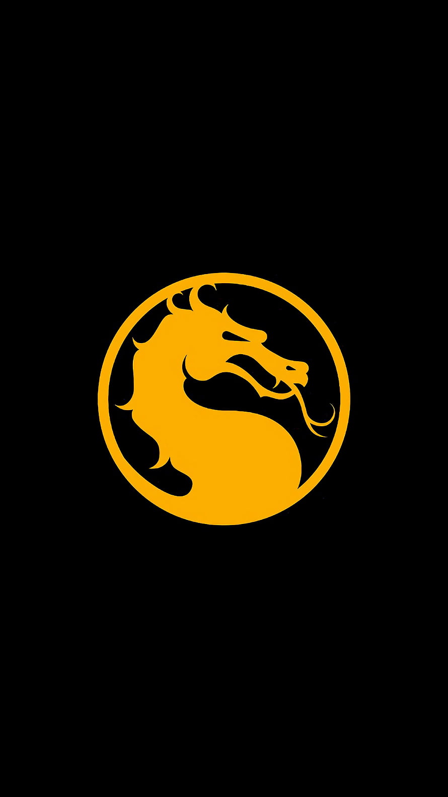 Mortal Kombat Golden Dragon Emblem on Black Background HD phone wallpaper
