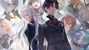 86 Eighty Six Anime Ensemble Cast in Military Uniforms with Shattered Glass Effect HD wallpaper
