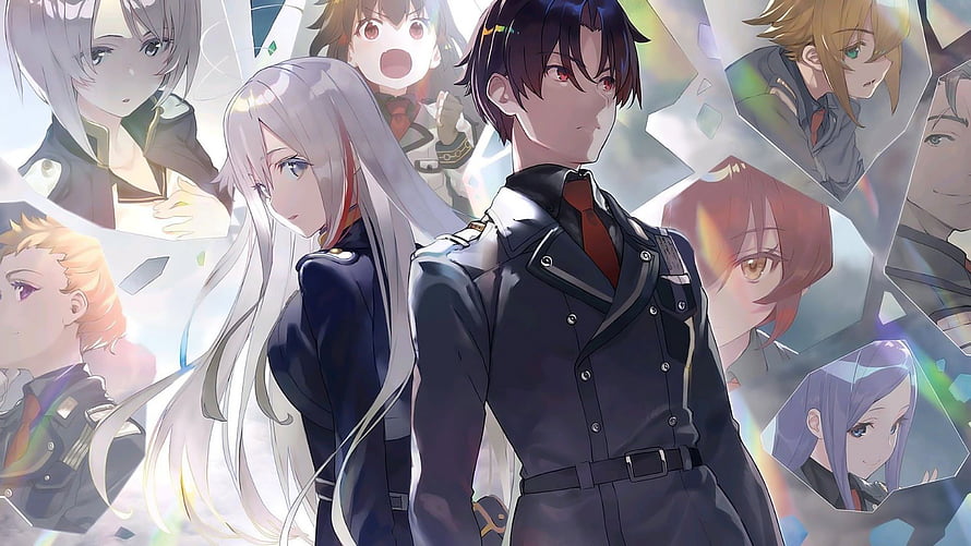 86 Eighty Six Anime Ensemble Cast in Military Uniforms with Shattered Glass Effect HD wallpaper
