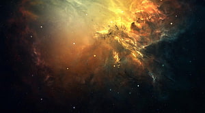 Vibrant Golden Nebula and Star Field in Deep Space HD wallpaper