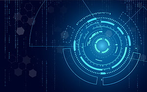 Futuristic Blue Digital Interface With Hexagonal Patterns And Binary Code HD wallpaper
