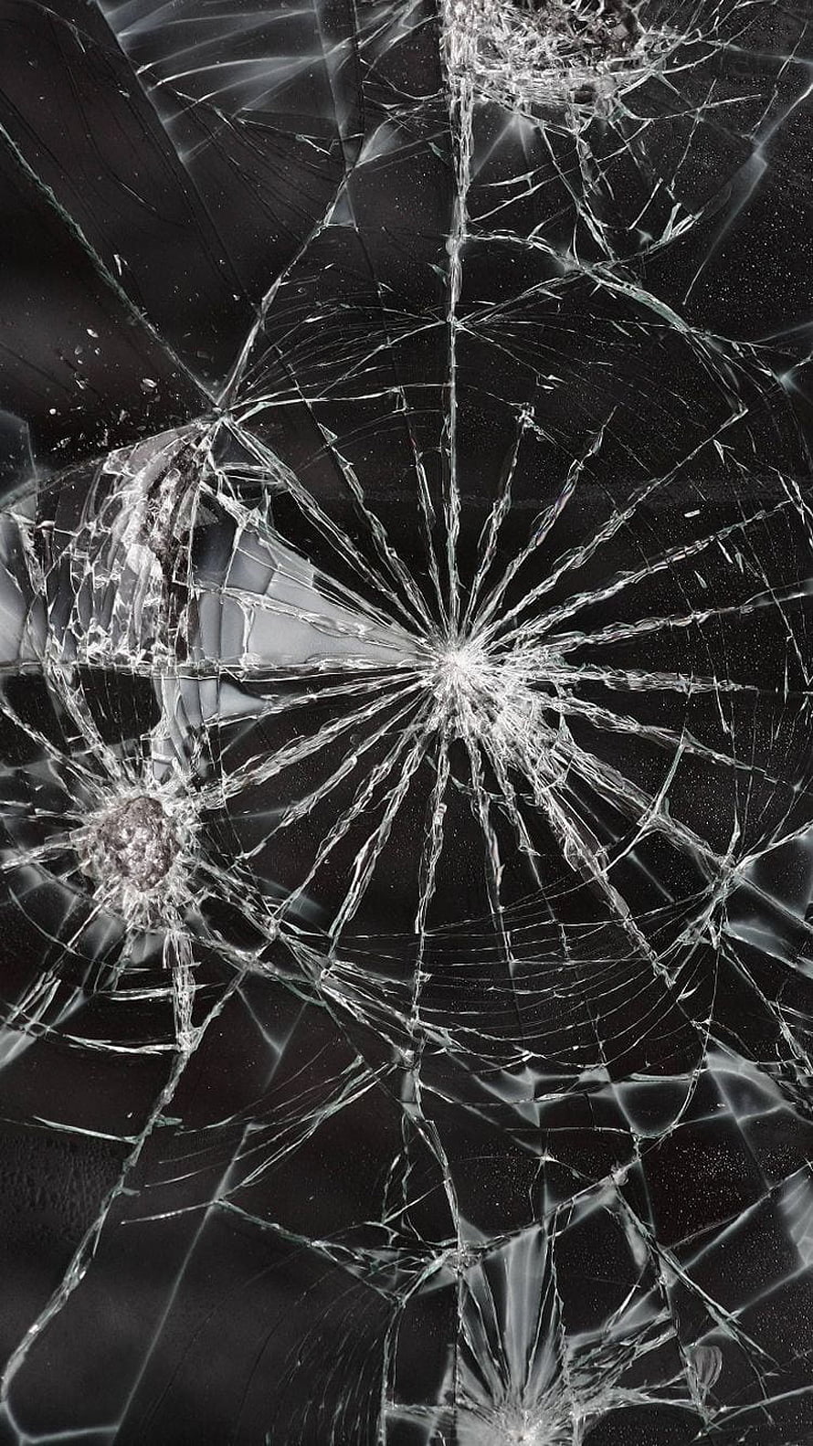 Shattered Glass Texture With Multiple Impact Cracks On Dark Background HD phone wallpaper