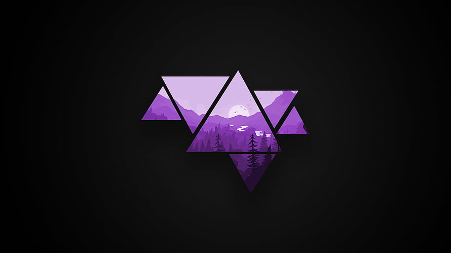 Geometric Purple Mountain Landscape Vector Art HD wallpaper