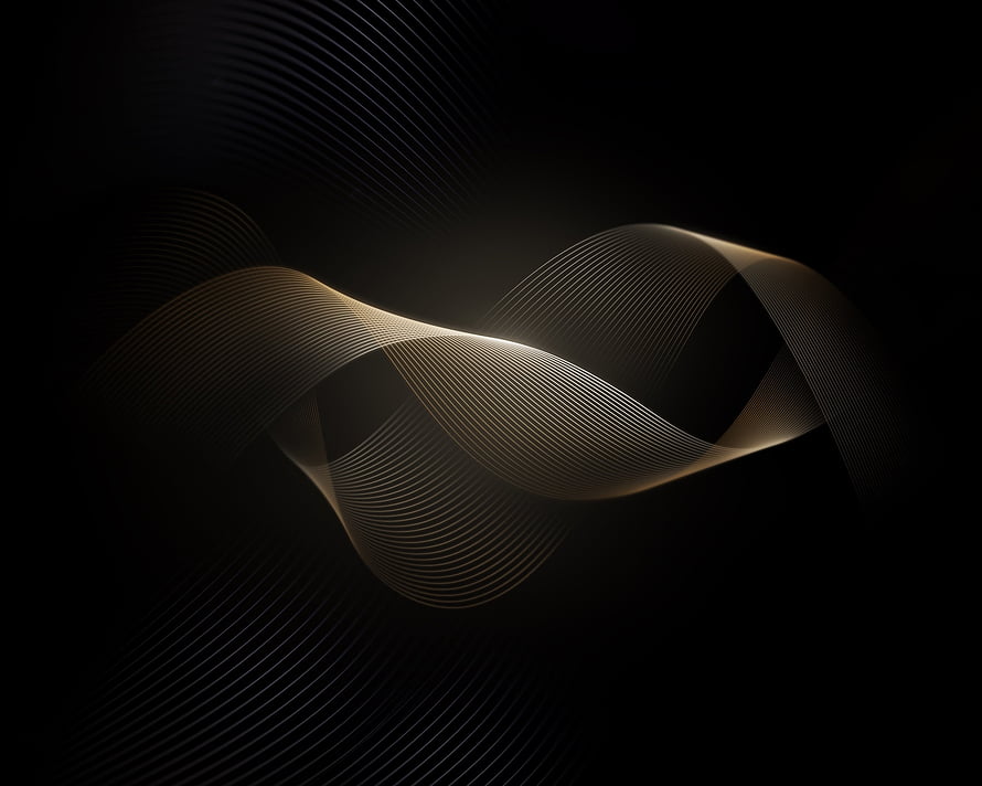Abstract Golden Wave Lines on Black Background HD wallpaper