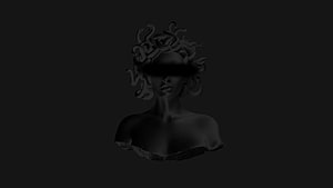Medusa Bust Sculpture with Snake Hair in Dark Minimalist Style HD wallpaper