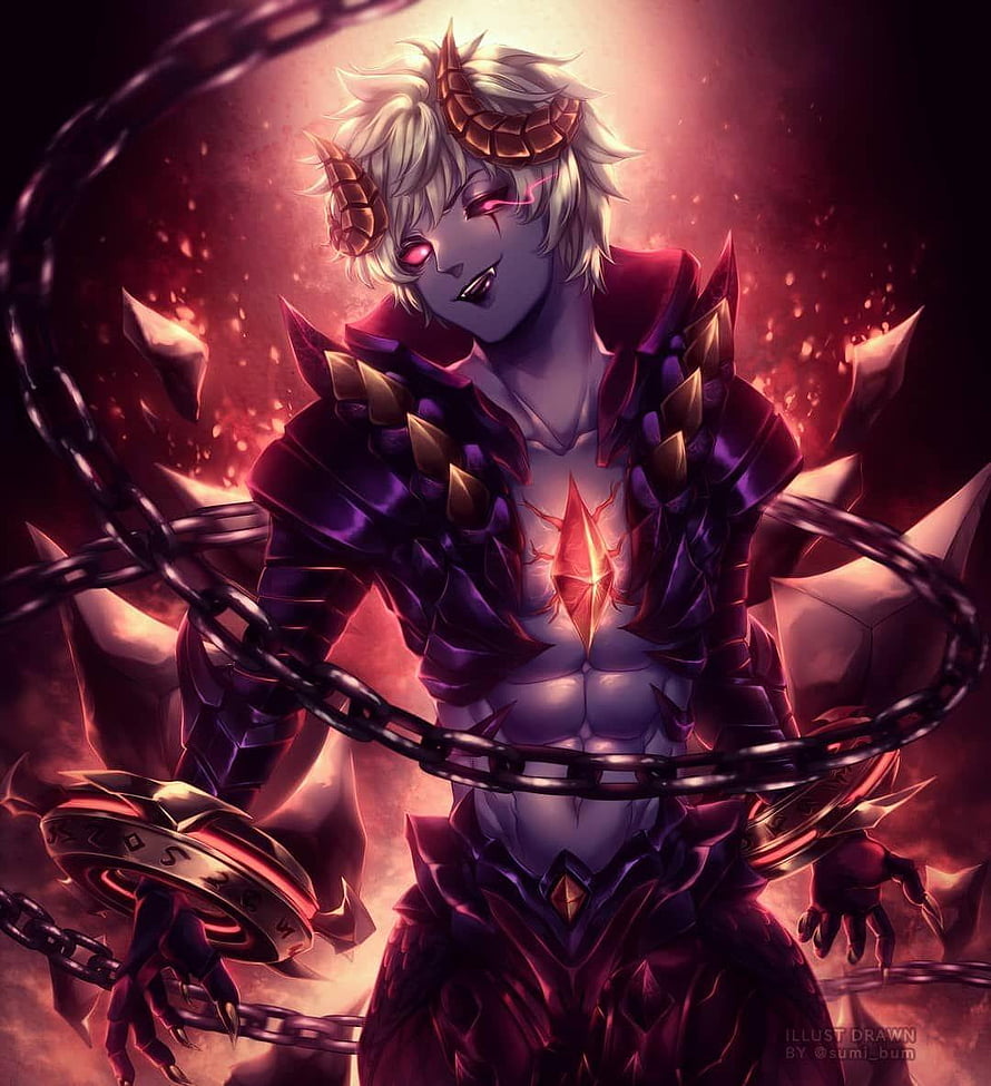 Demon King Lucifero from Black Clover Anime with Chains and Red Eyes HD phone wallpaper
