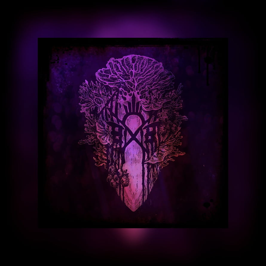 Sleep Token Stylized Skull Emblem with Intricate Floral and Organic Patterns in Purple and Magenta Tones HD phone wallpaper