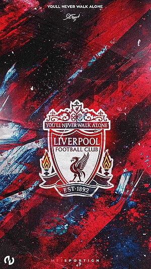 Liverpool FC Crest on Abstract Red and Black Paint Splatter Background HD phone wallpaper