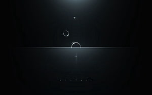 Minimalist Dark Abstract Composition with Glowing Circles and Light Reflections on Water Surface HD wallpaper