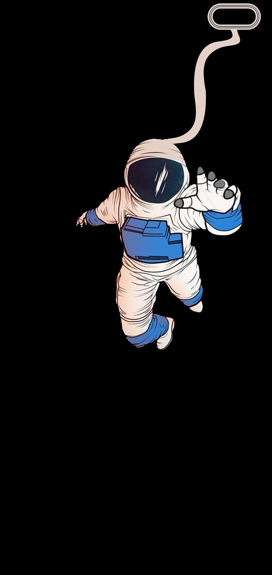 Illustration of an astronaut floating in deep space reaching out with a tether HD phone wallpaper