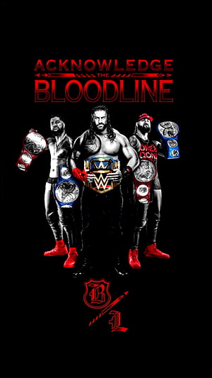 WWE Bloodline Wrestling Champions Poster with Championship Belts HD phone wallpaper