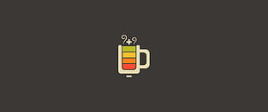 Gruvbox Color Palette Icon with Steaming Coffee Mug on Dark Background HD wallpaper