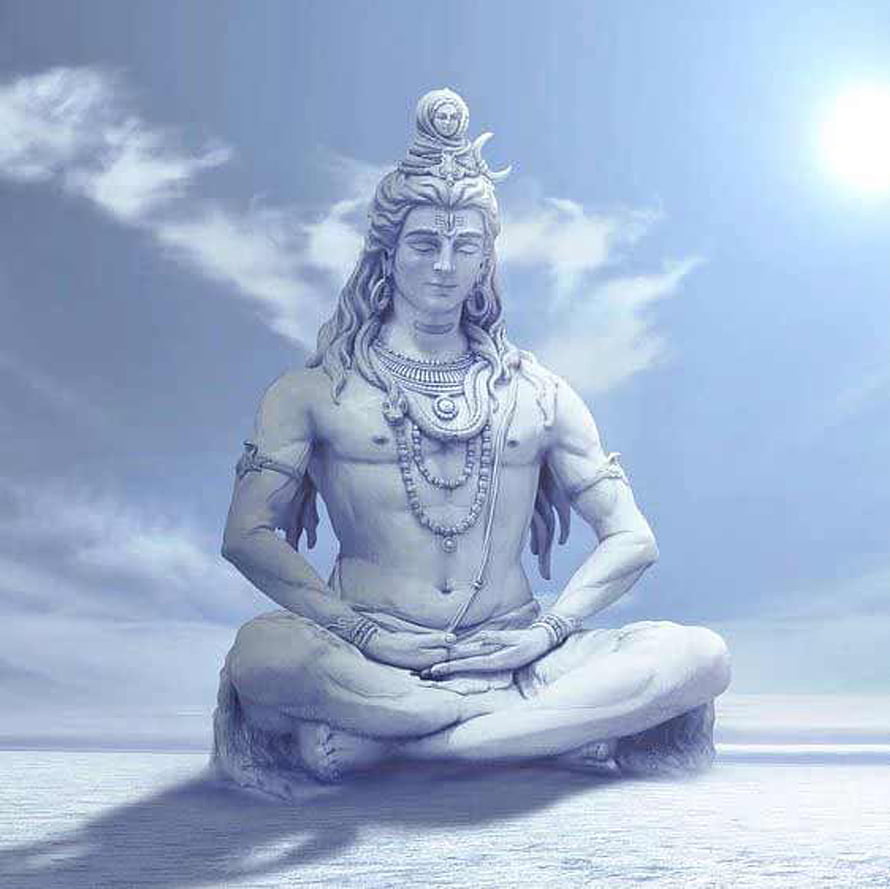 Meditating Lord Shiva Statue in Blue Monochrome Style HD wallpaper
