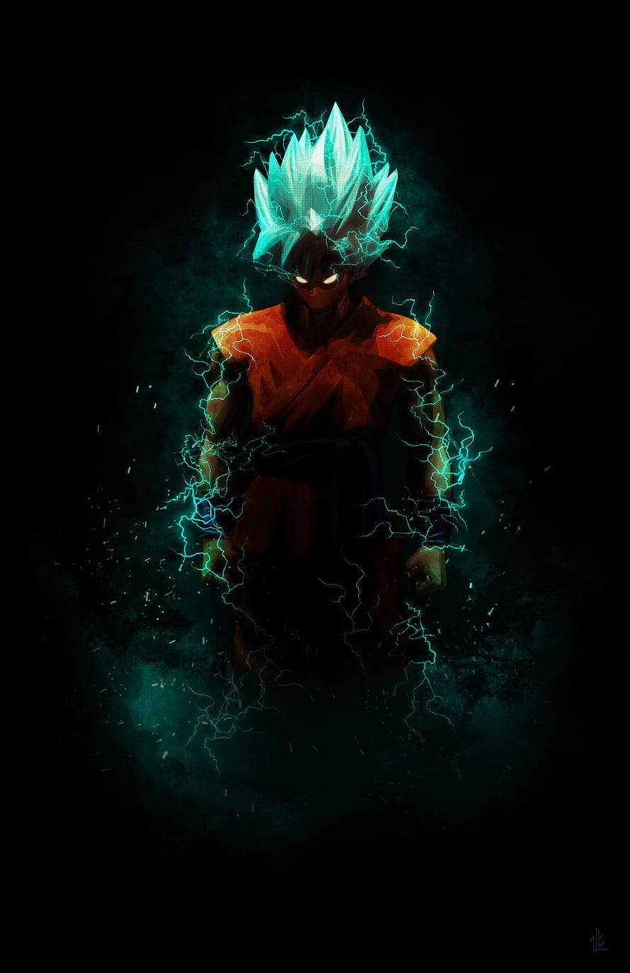 Goku Mastered Ultra Instinct Form with Blue Aura and Lightning HD phone wallpaper