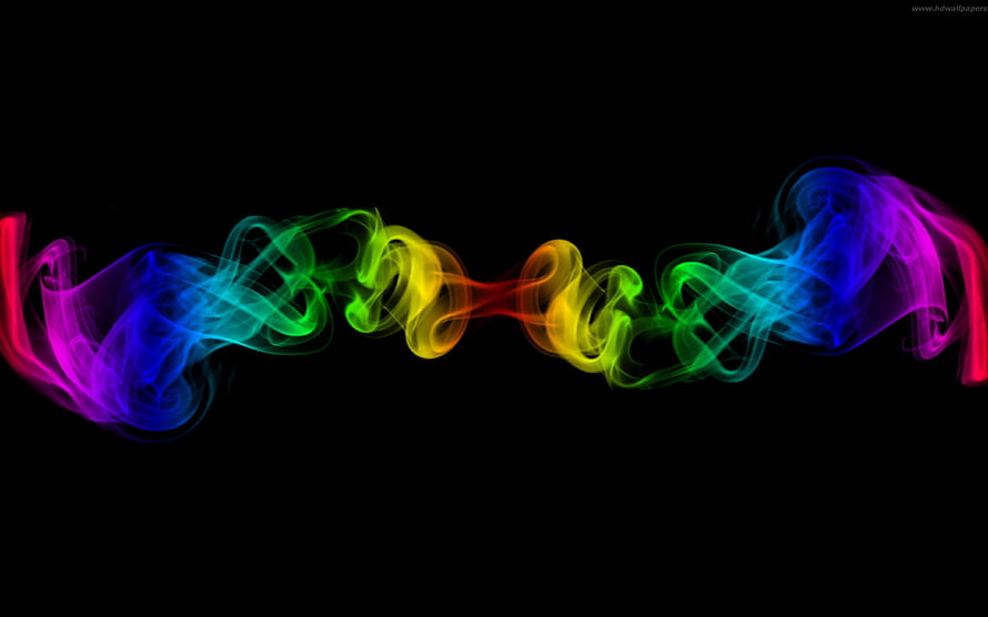 Vibrant Rainbow Smoke Waves Flowing Across a Dark Black Background HD wallpaper