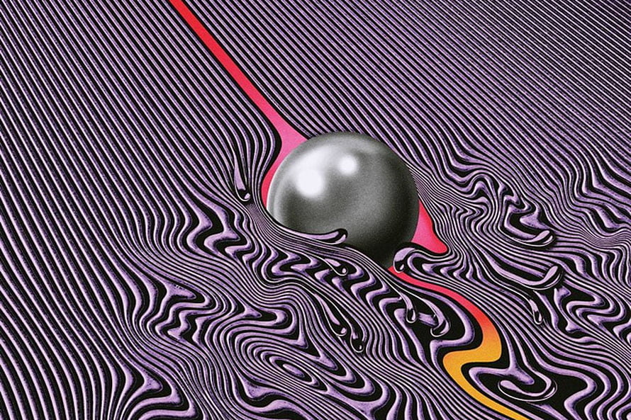 Tame Impala Currents Album Artwork with Metallic Sphere and Wavy Purple Lines HD wallpaper