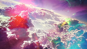 Vibrant Fantasy Sky With Colorful Clouds And Glowing Stars HD wallpaper