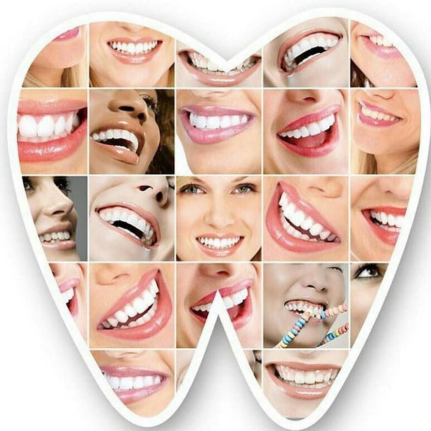 Tooth-Shaped Collage of Bright Smiles and Dental Health HD phone wallpaper