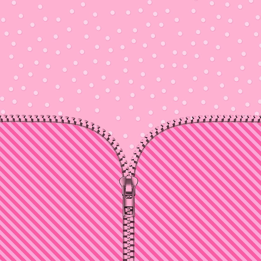 Pink Polka Dot and Diagonal Stripe Pattern with Opened Zipper Reveal HD phone wallpaper