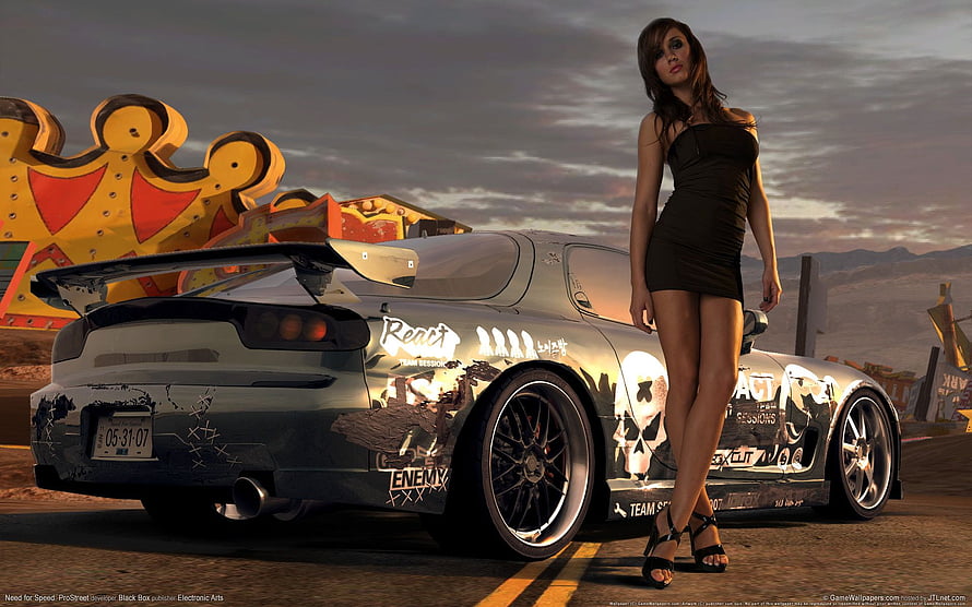 Need For Speed ProStreet Custom Sports Car and Woman in Desert Setting, Need For Speed, NFS Game HD wallpaper