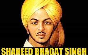 Portrait of Shaheed Bhagat Singh Wearing Yellow Turban HD wallpaper