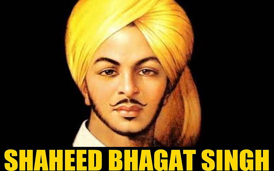 Portrait of Shaheed Bhagat Singh Wearing Yellow Turban HD wallpaper