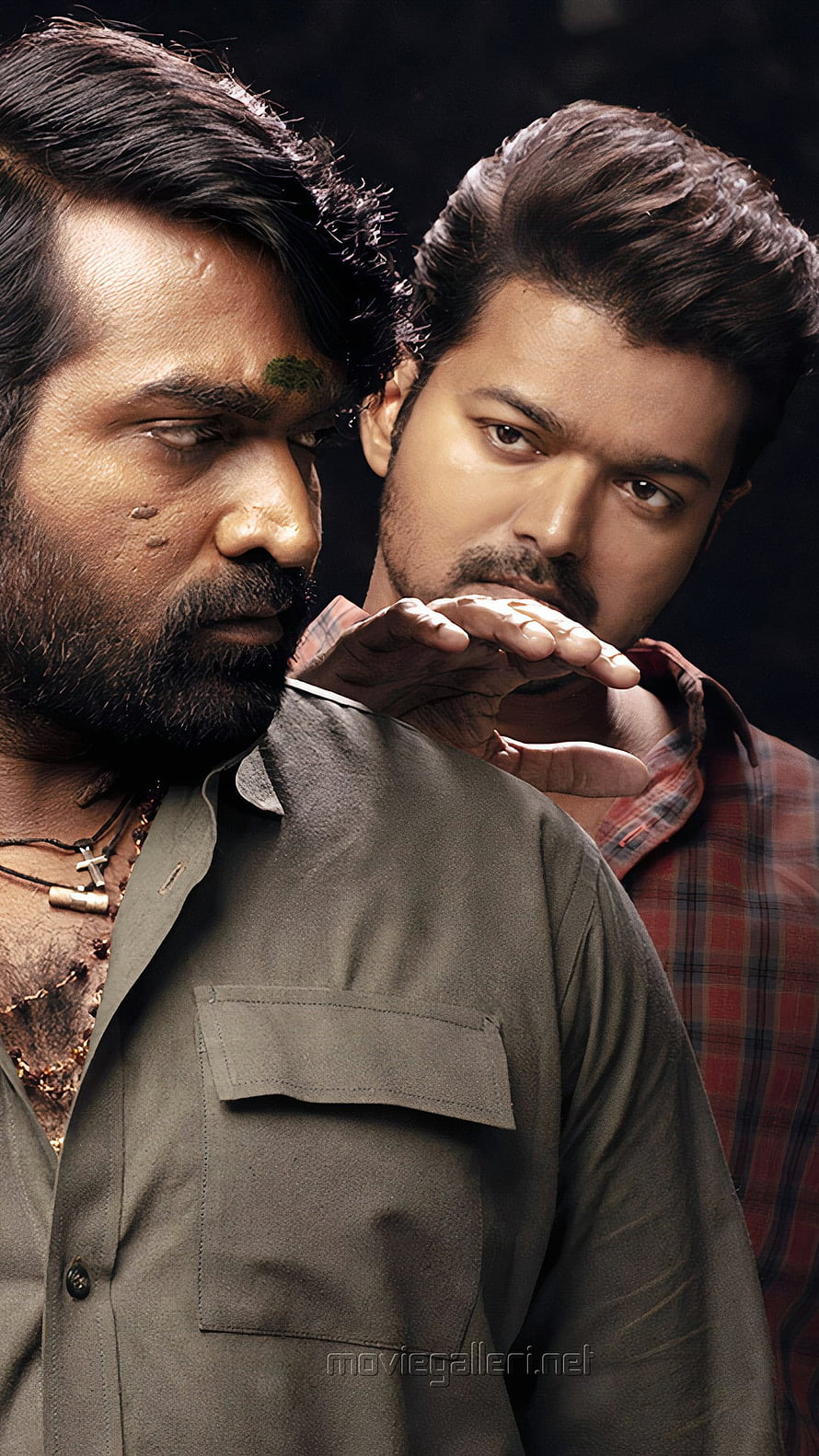 Vikram movie poster featuring actors Vijay Sethupathi and Karthi in intense dramatic poses HD phone wallpaper