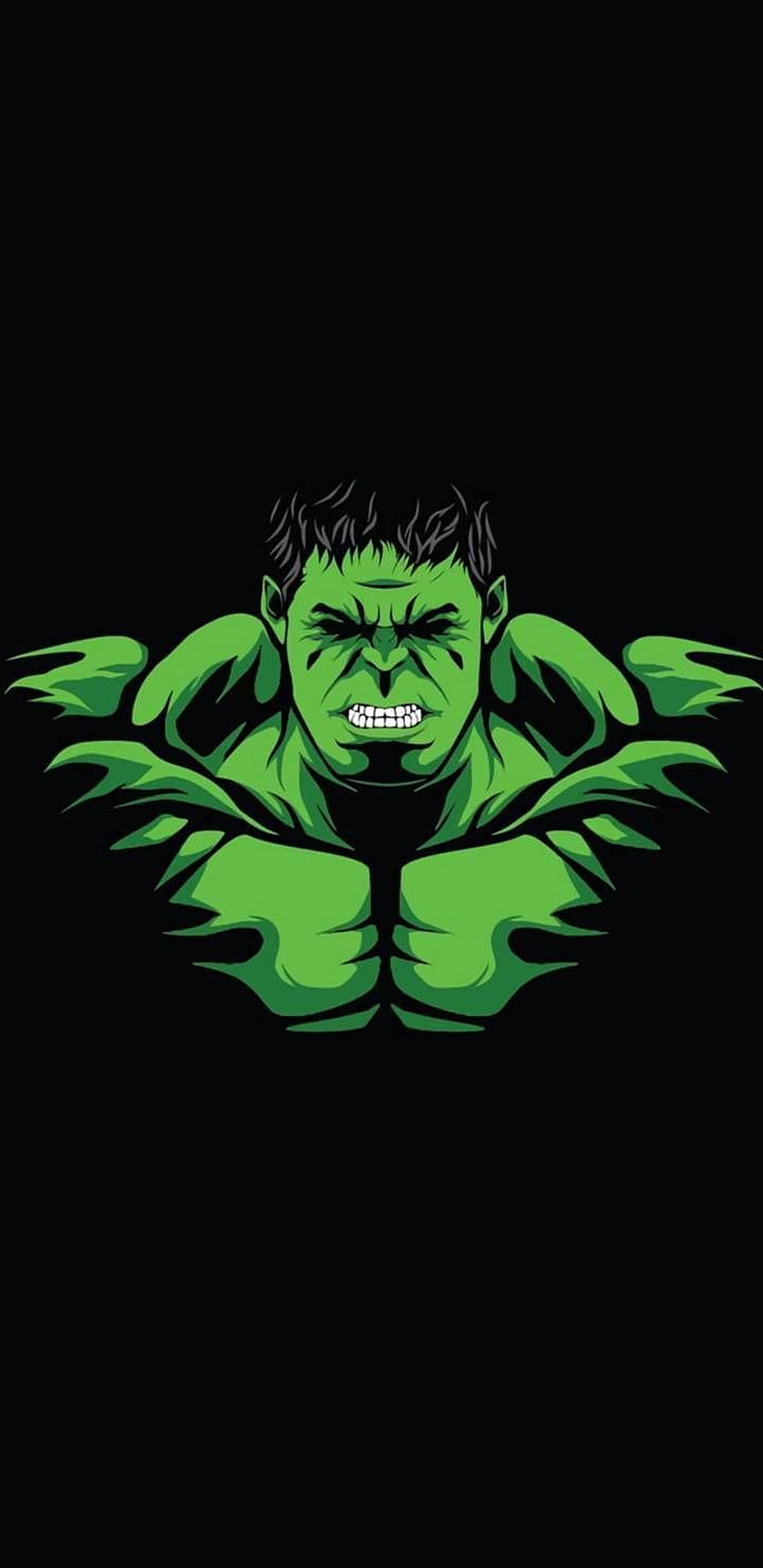 Incredible Hulk Fierce Green Portrait on Black Background HD phone wallpaper