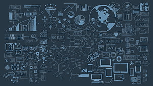 Digital Technology Concept Illustration With Big Data Cloud Computing And Internet Of Things Icons HD wallpaper